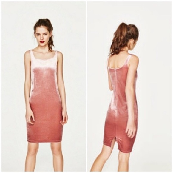 Zara Dresses & Skirts - 💕3/$25💕Zara Trafaluc Pink Crushed Velvet Dress